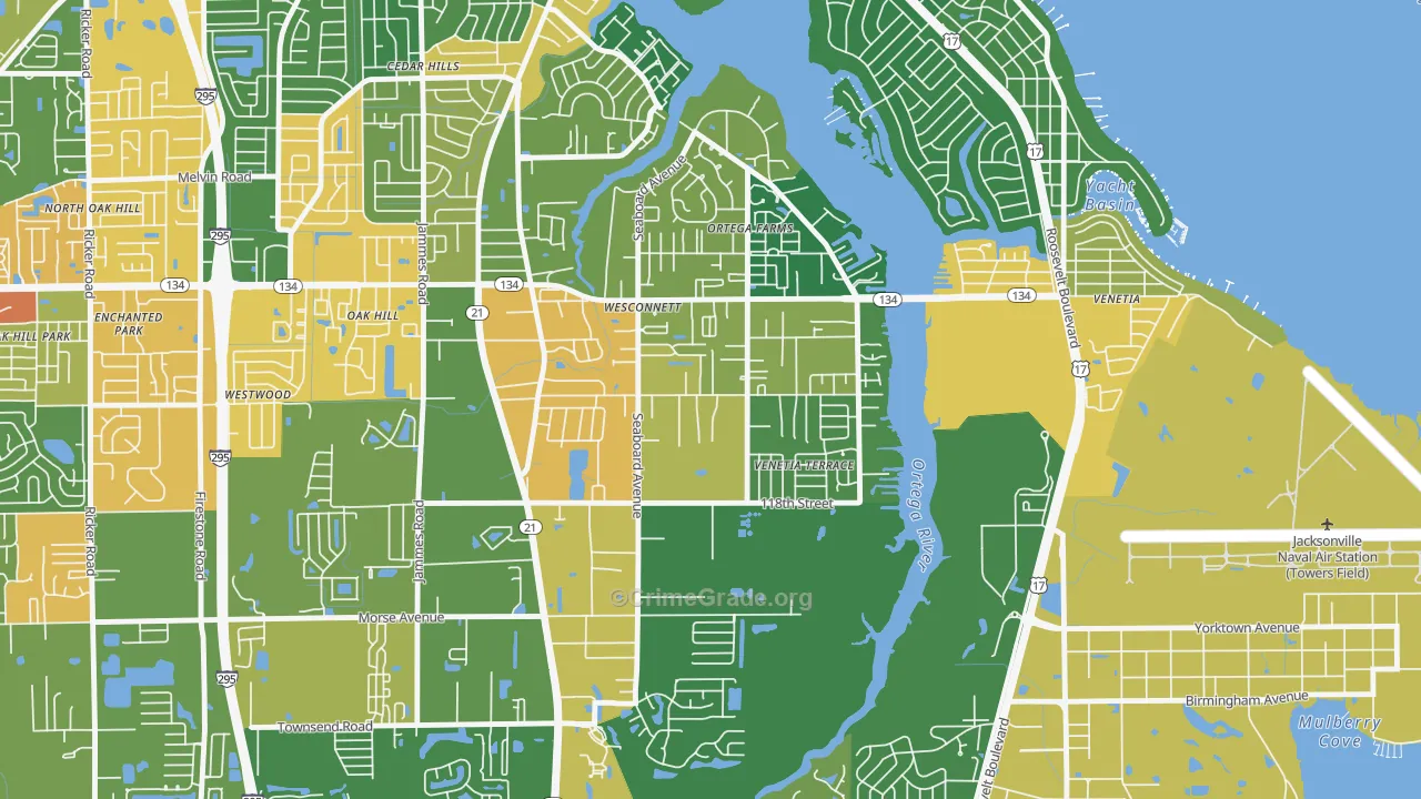 Wesconnett, Jacksonville, FL Map of Drug-Related Crime Rates