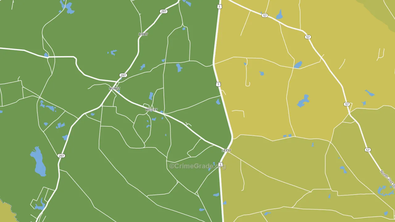 Wesley, GA Map of Drug-Related Crime Rates