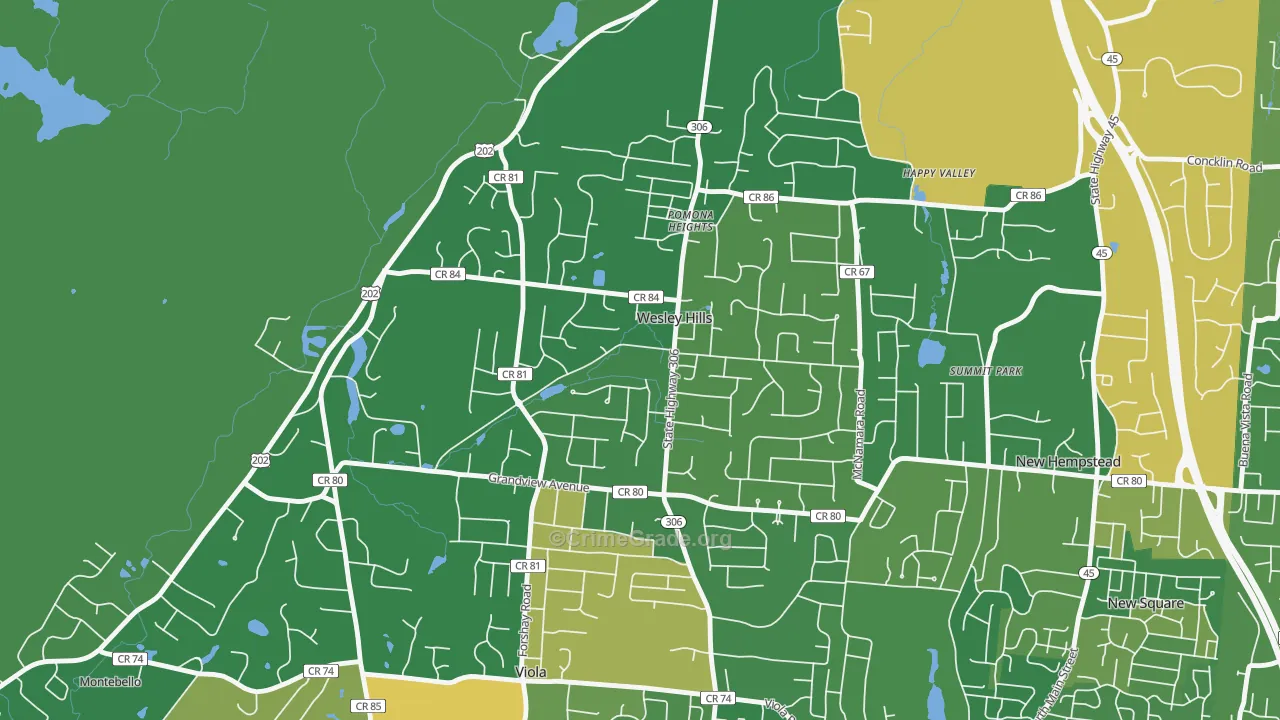 Wesley Hills, NY Map of Drug-Related Crime Rates