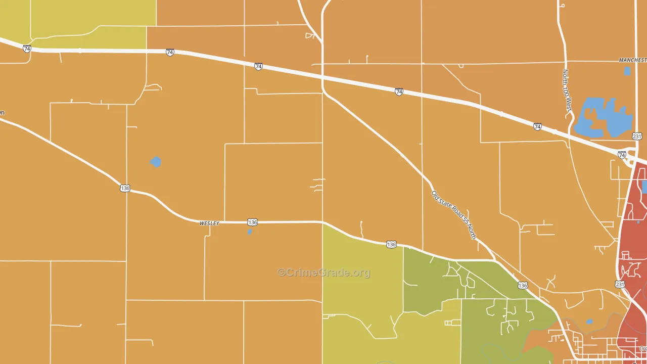Wesley, IN Map of Drug-Related Crime Rates