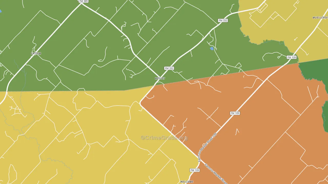 Wesley, TX Map of Drug-Related Crime Rates