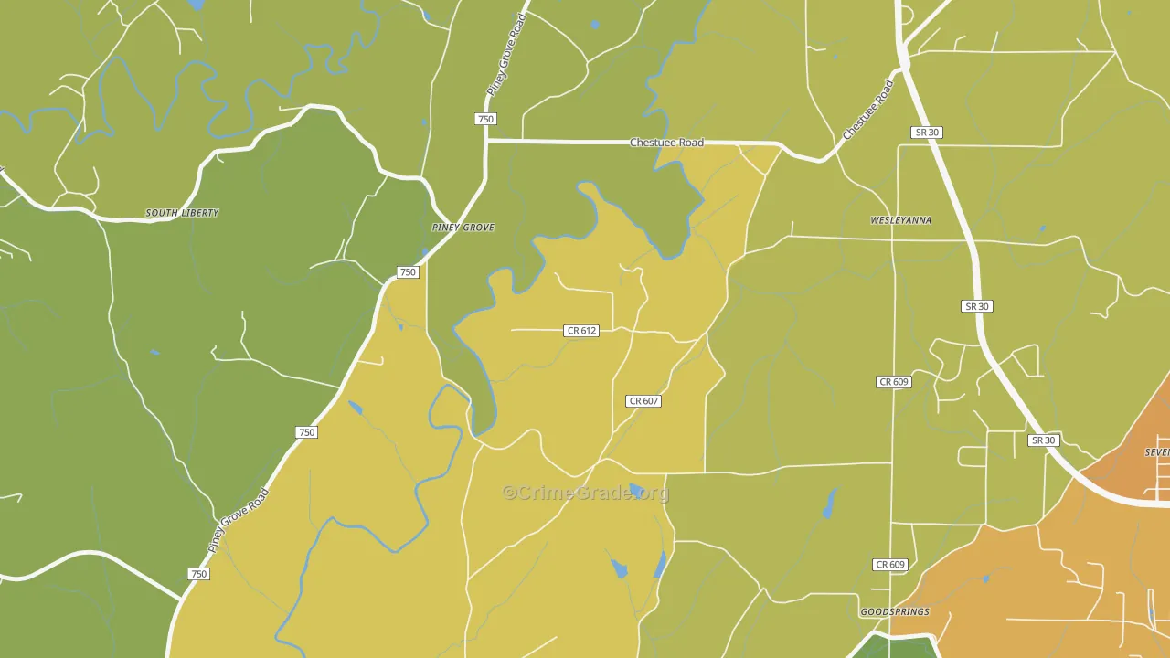 Wesleyanna, TN Map of Drug-Related Crime Rates