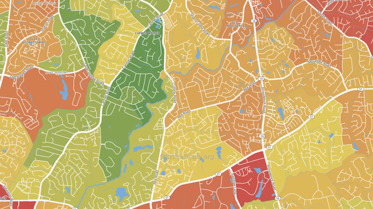 Wessex Square, Charlotte, NC Map of Drug-Related Crime Rates