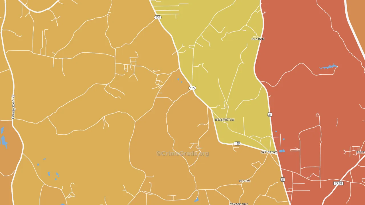 Wessington, AL Map of Drug-Related Crime Rates