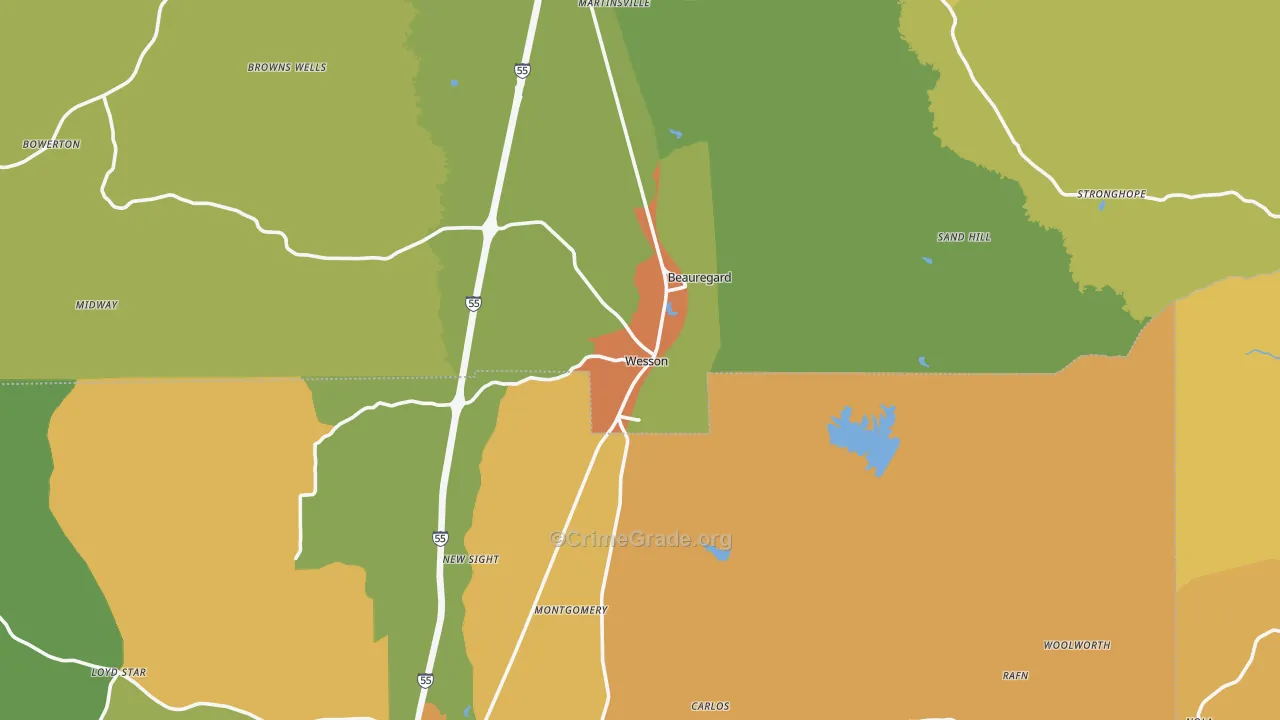 Wesson, MS Map of Drug-Related Crime Rates