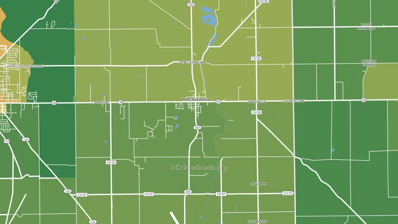 West Alexandria, OH Map of Drug-Related Crime Rates