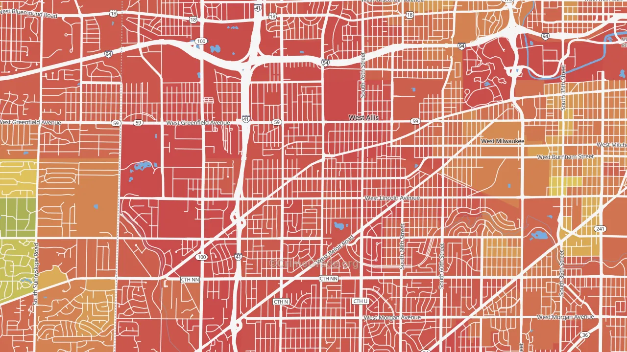 West Allis, WI Map of Drug-Related Crime Rates