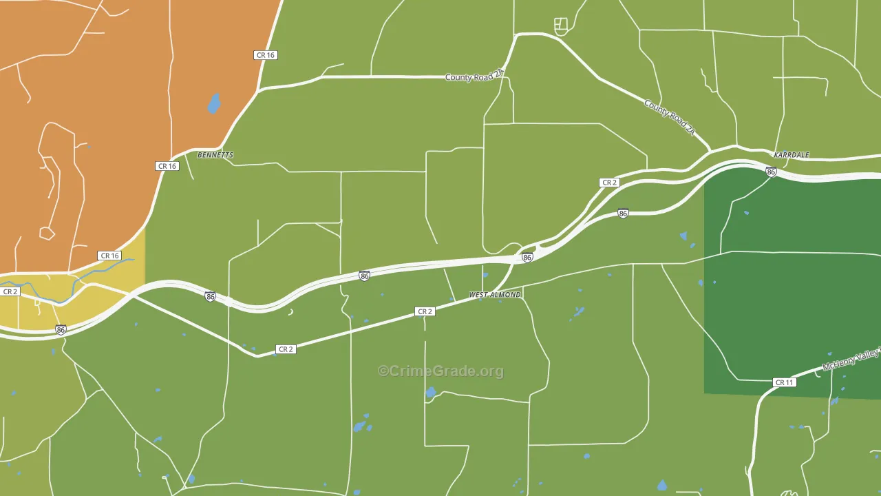 West Almond, NY Map of Drug-Related Crime Rates