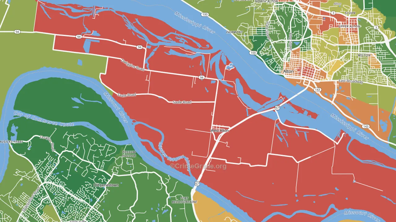 West Alton, MO Map of Drug-Related Crime Rates