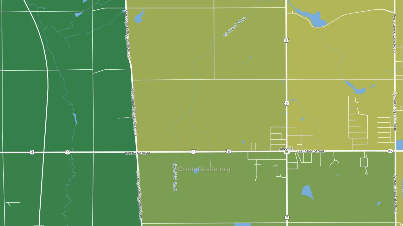 West Andover, OH Map of Drug-Related Crime Rates