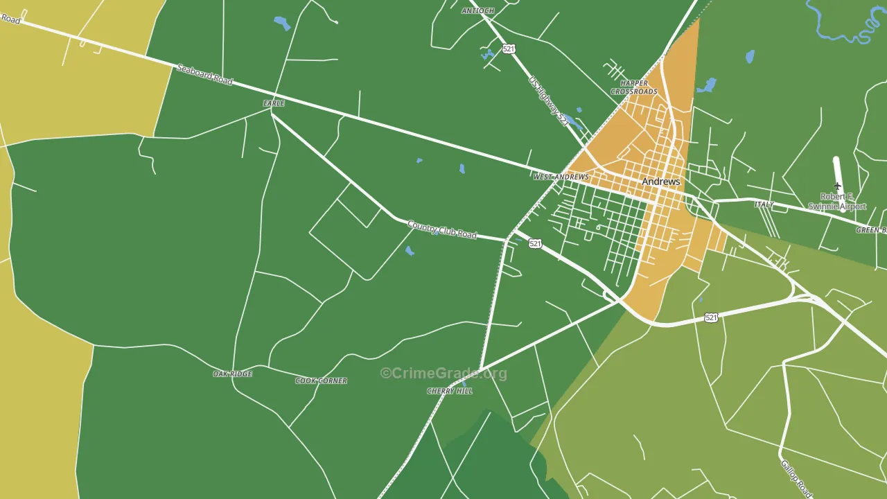 West Andrews, SC Map of Drug-Related Crime Rates