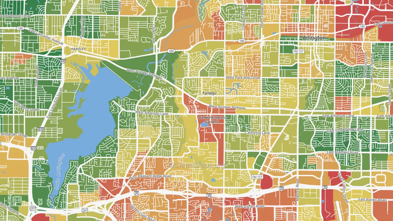 West, Arlington, TX Map of Drug-Related Crime Rates