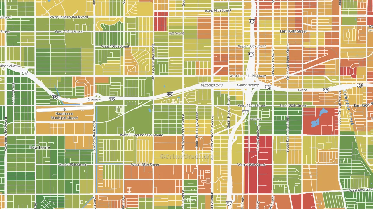 West Athens, CA Map of Drug-Related Crime Rates