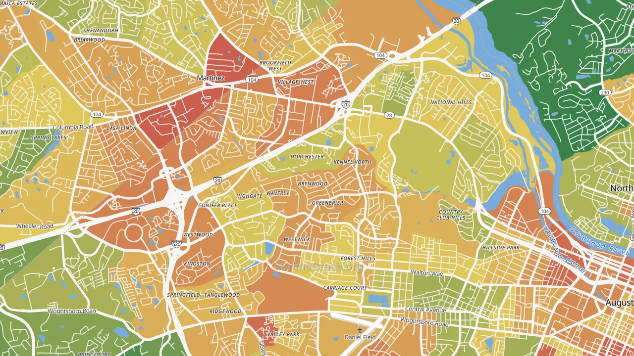 West Augusta, Augusta, GA Map of Drug-Related Crime Rates