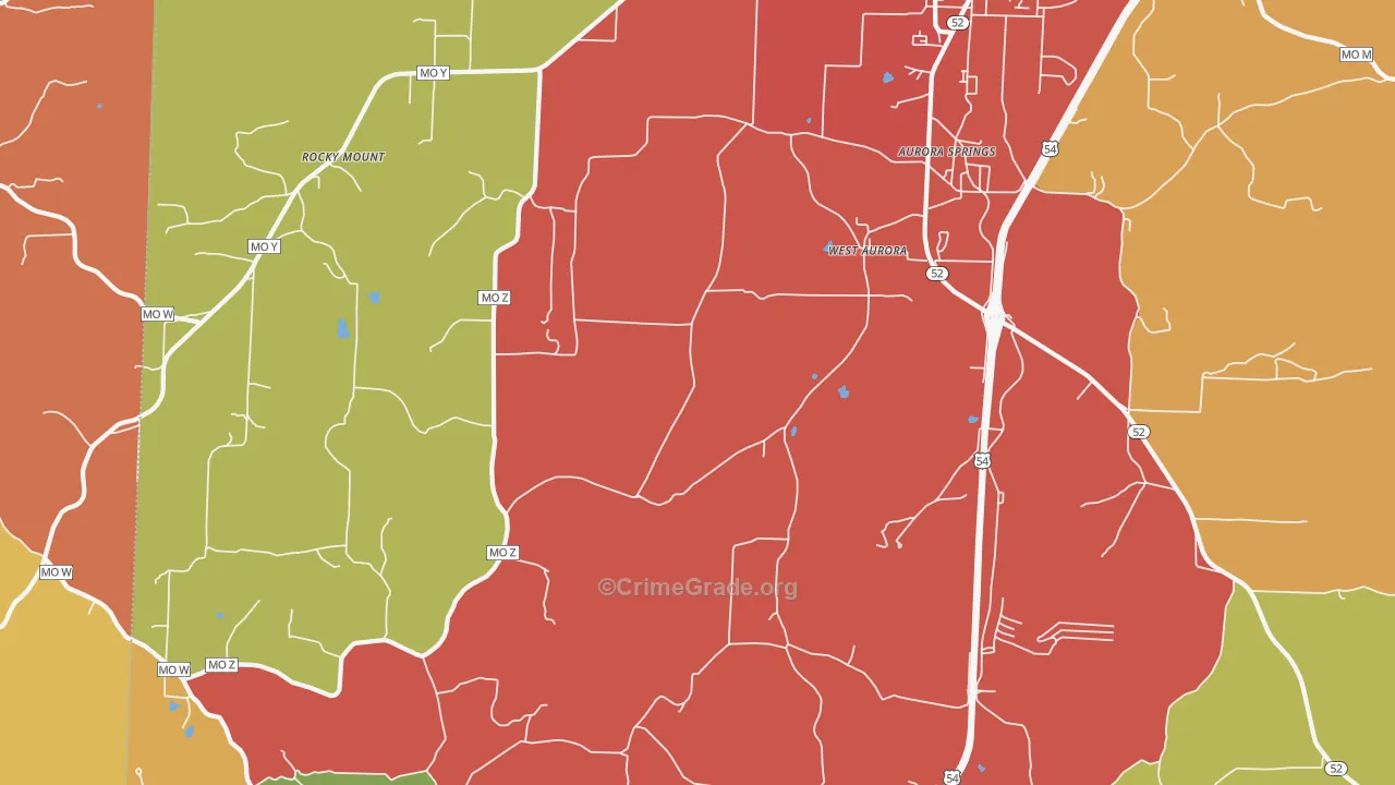 West Aurora, MO Map of Drug-Related Crime Rates