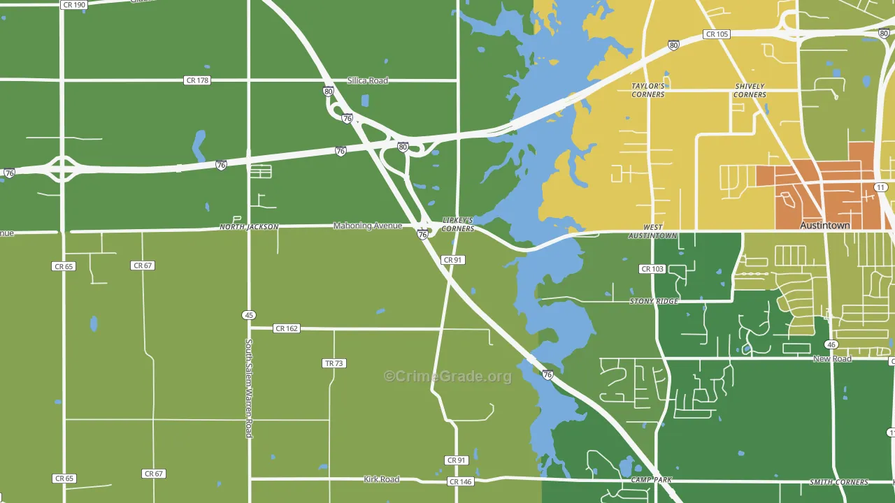 West Austintown, OH Map of Drug-Related Crime Rates