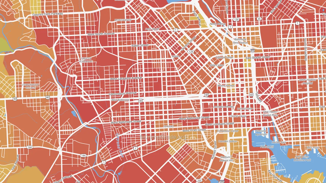 West Baltimore, Baltimore, MD Map of Drug-Related Crime Rates