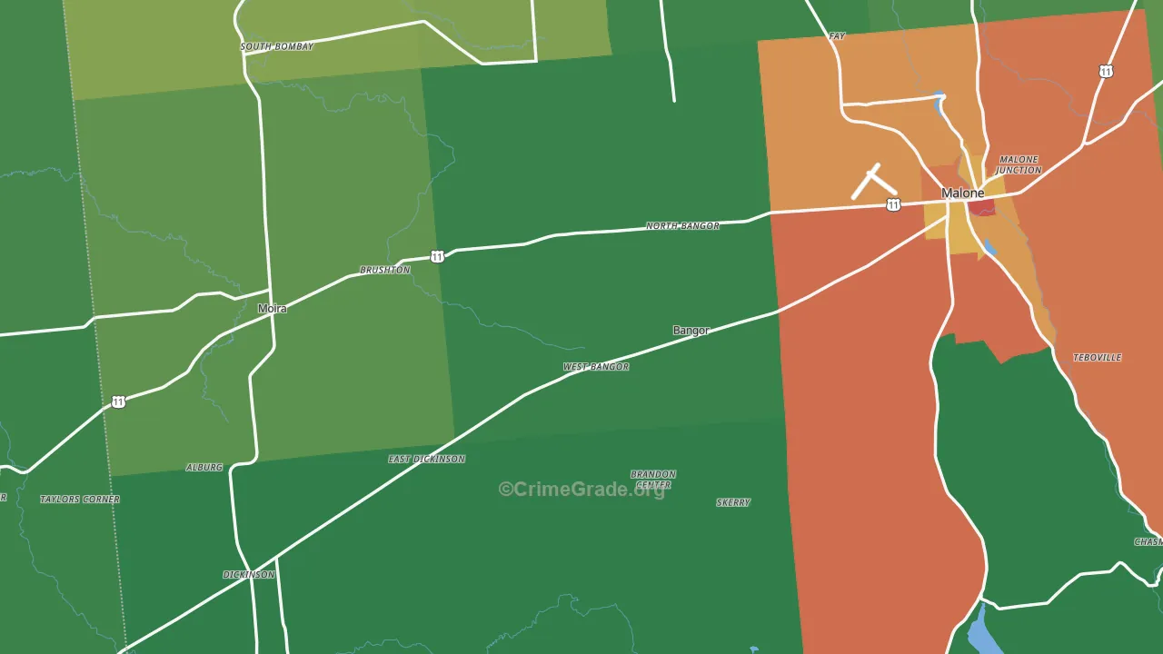 West Bangor, NY Map of Drug-Related Crime Rates