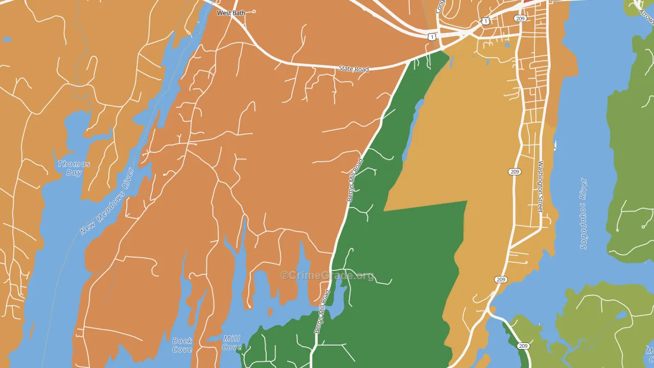 West Bath, ME Map of Drug-Related Crime Rates
