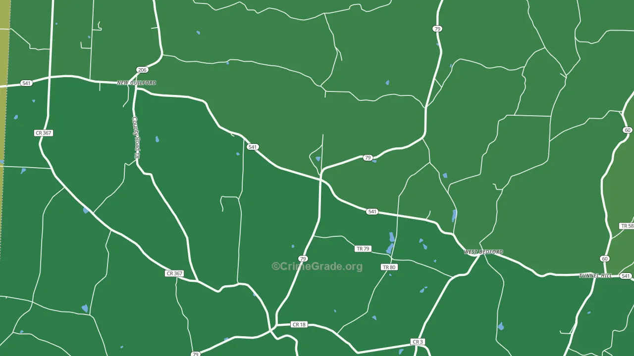 West Bedford, OH Map of Drug-Related Crime Rates