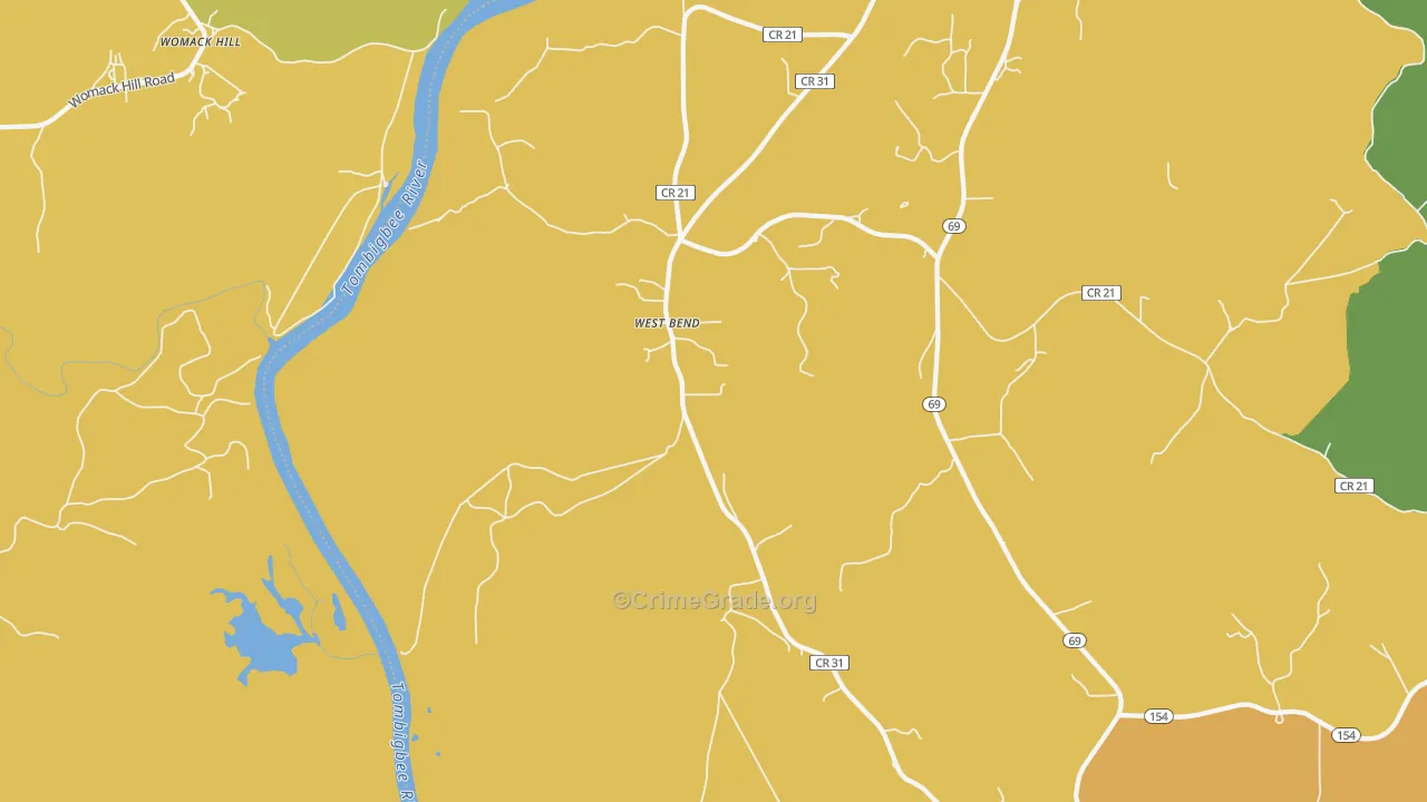 West Bend, AL Map of Drug-Related Crime Rates