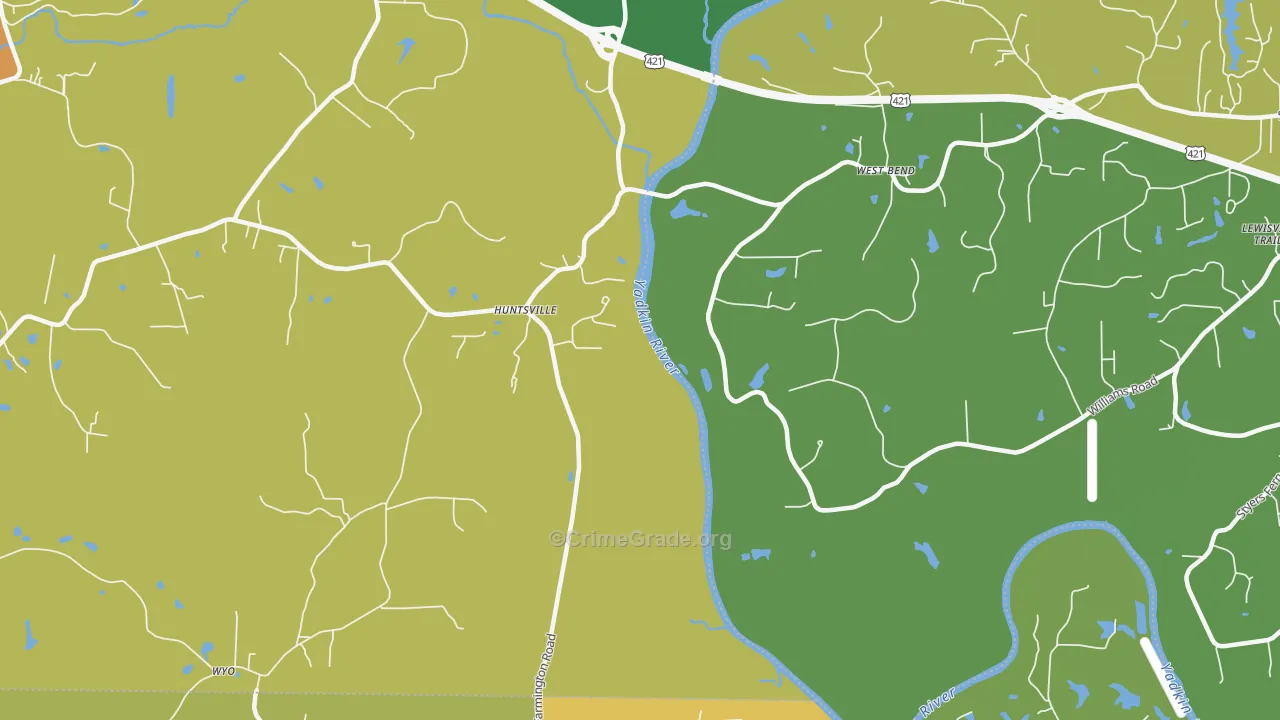 West Bend, NC Map of Drug-Related Crime Rates