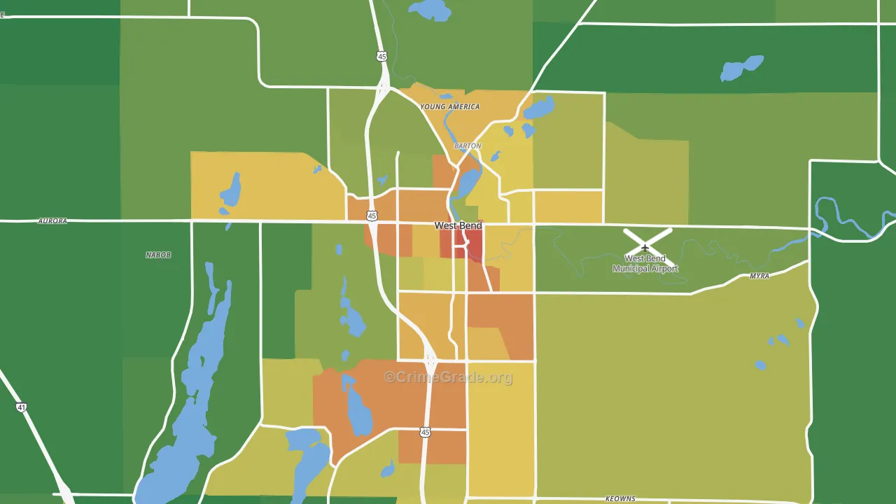 West Bend, WI Map of Drug-Related Crime Rates