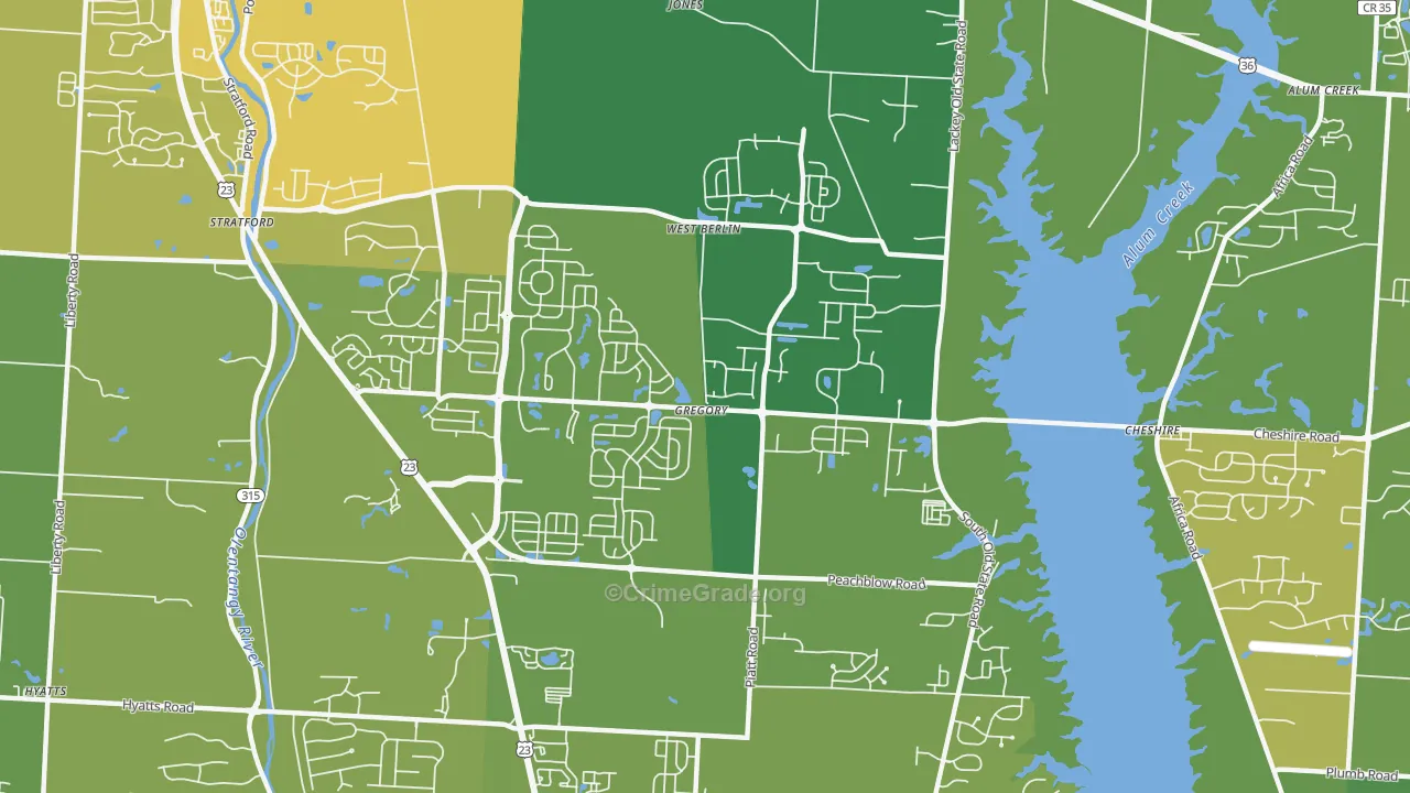 West Berlin, OH Map of Drug-Related Crime Rates