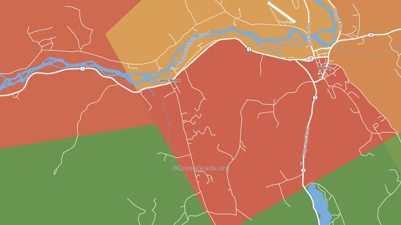 West Bethel, ME Map of Drug-Related Crime Rates