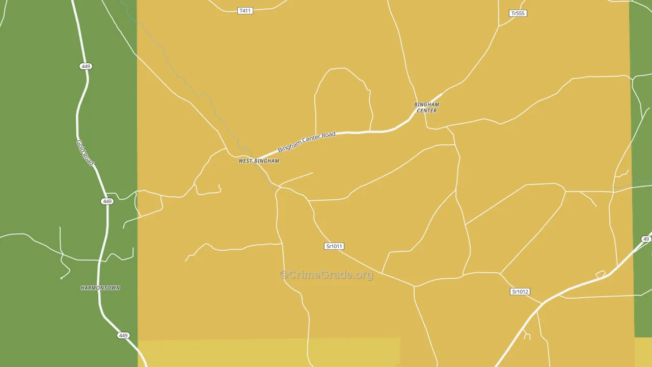 West Bingham, PA Map of Drug-Related Crime Rates