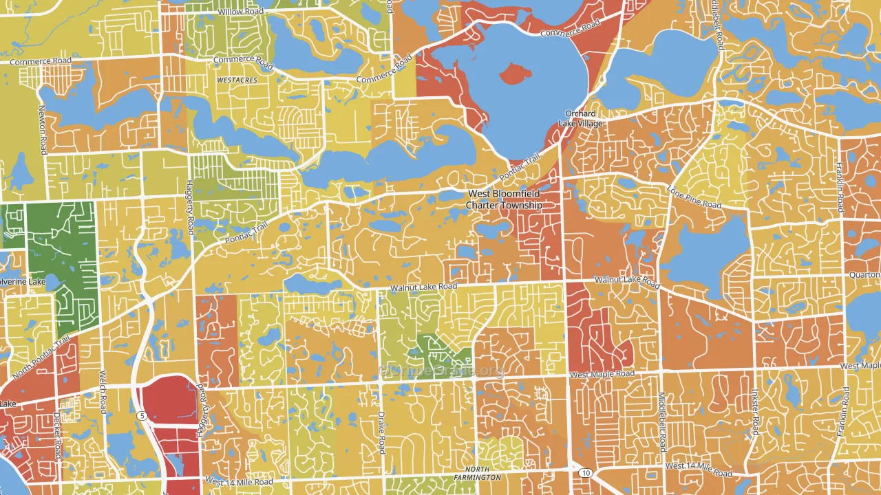 West Bloomfield, MI Map of Drug-Related Crime Rates