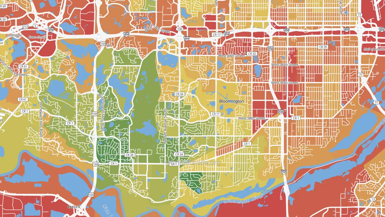 West Bloomington, Bloomington, MN Map of Drug-Related Crime Rates