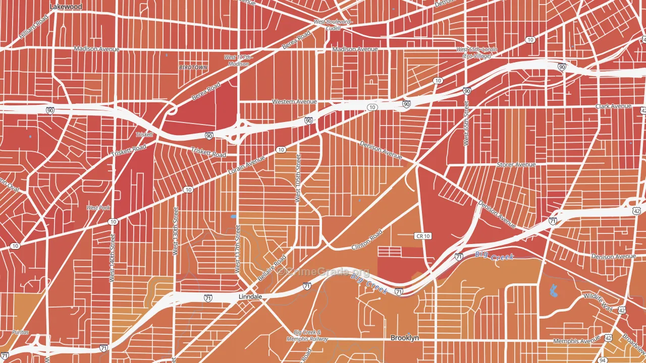 West Boulevard, Cleveland, OH Map of Drug-Related Crime Rates