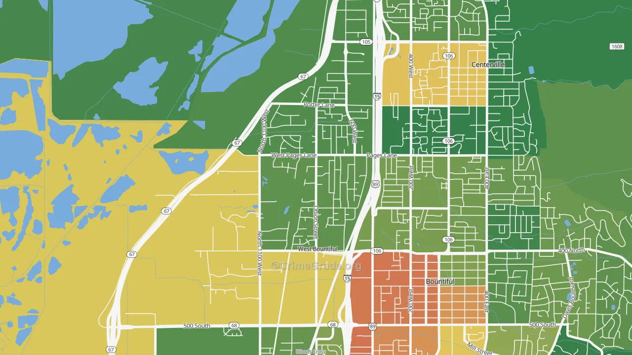 West Bountiful, UT Map of Drug-Related Crime Rates