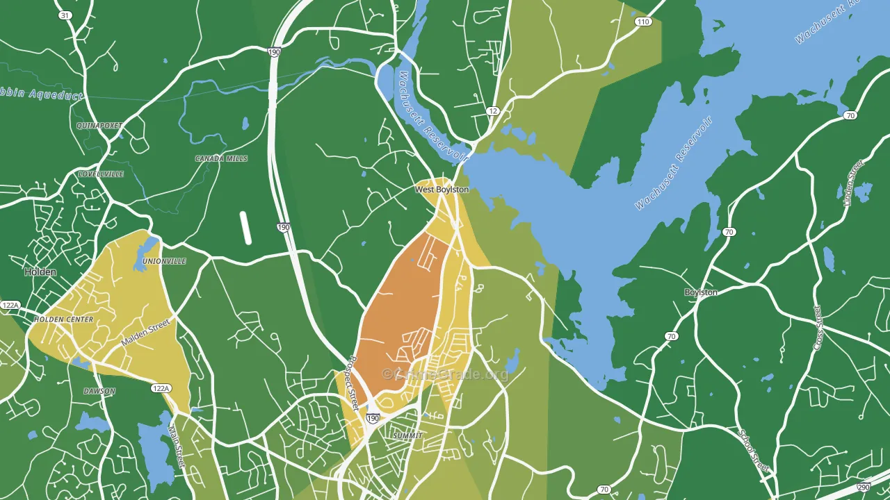 West Boylston, MA Map of Drug-Related Crime Rates
