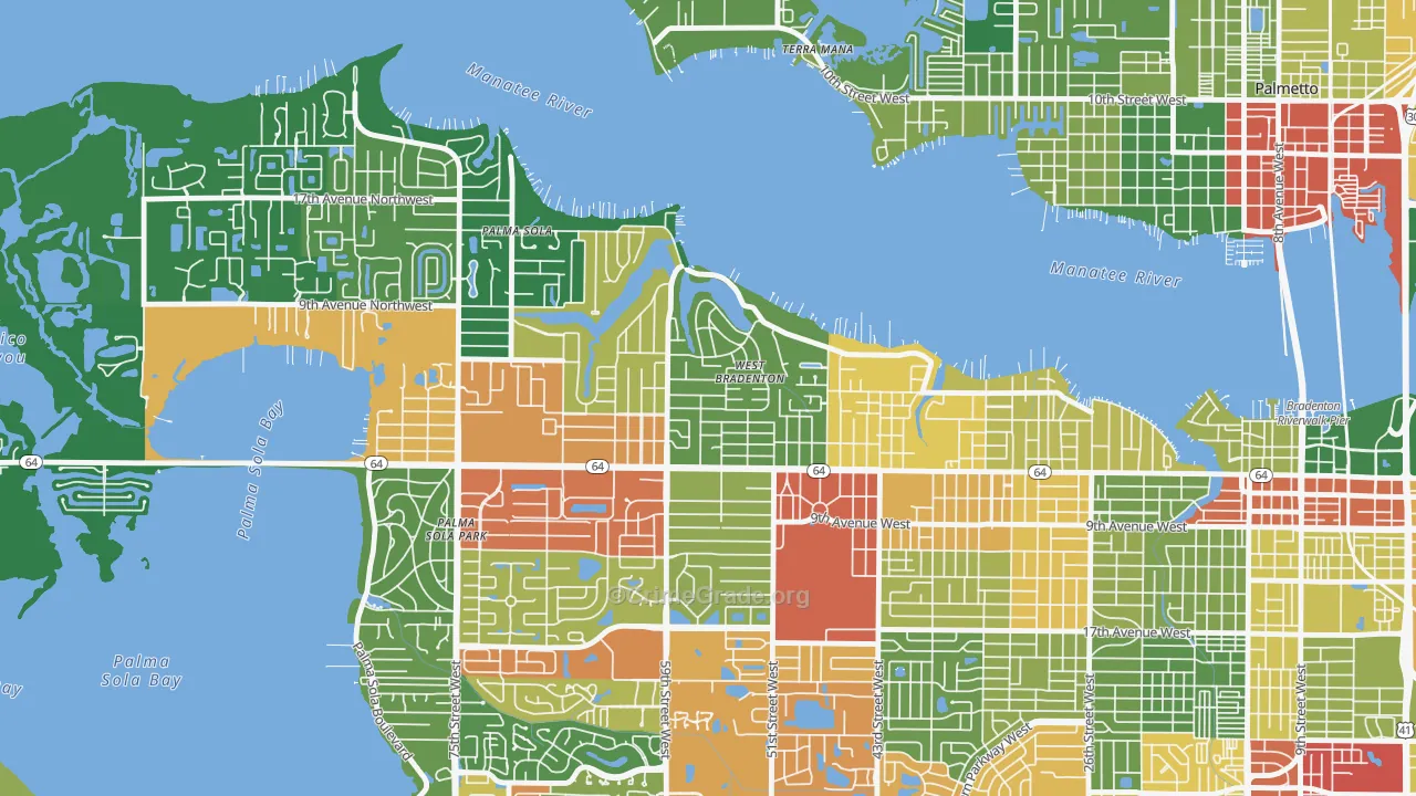 West Bradenton, FL Map of Drug-Related Crime Rates