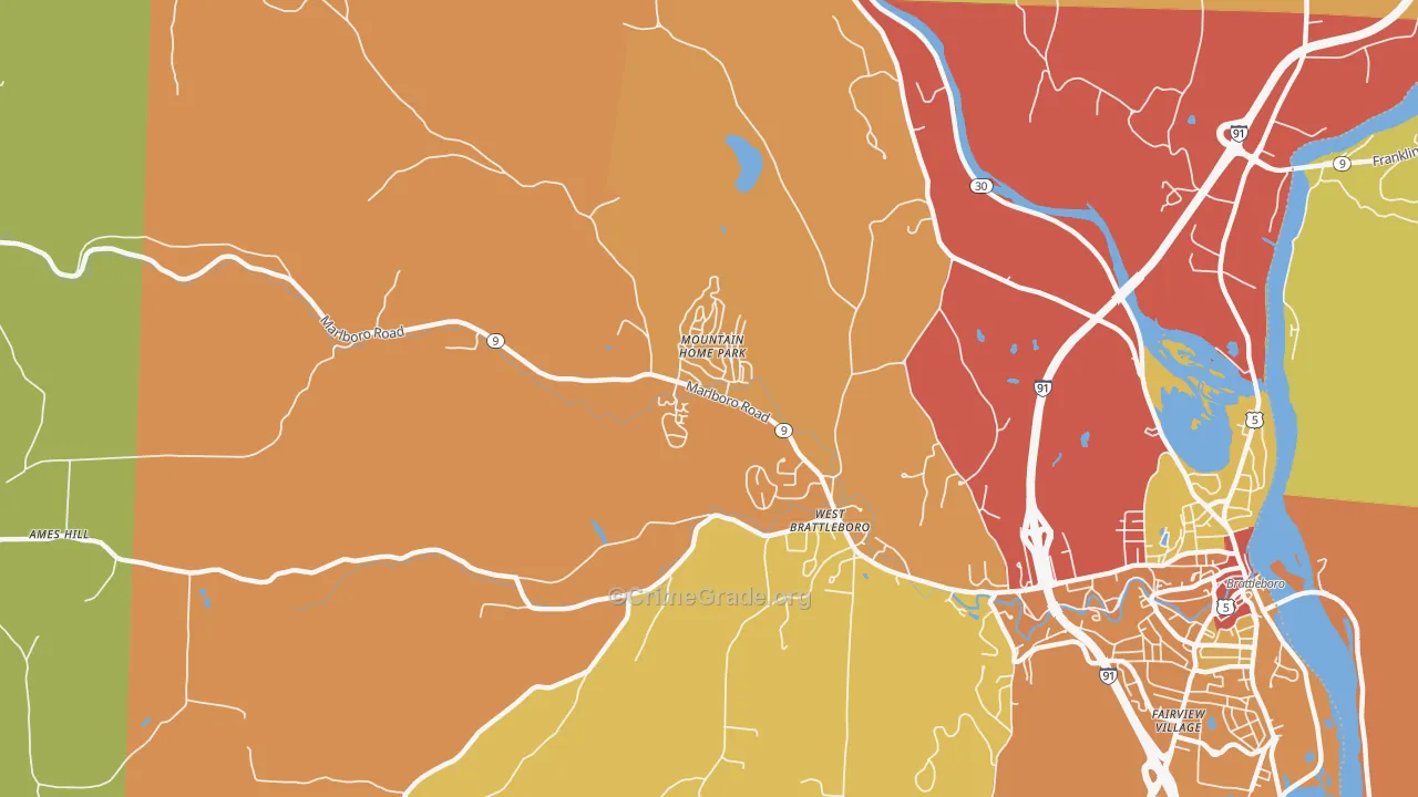 West Brattleboro, VT Map of Drug-Related Crime Rates