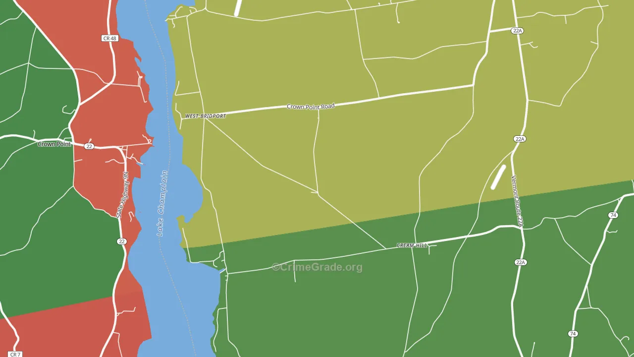 West Bridport, VT Map of Drug-Related Crime Rates