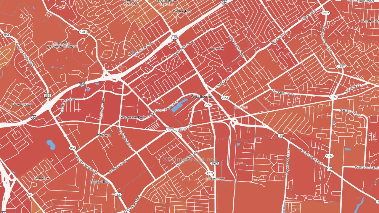 West Buechel, KY Map of Drug-Related Crime Rates