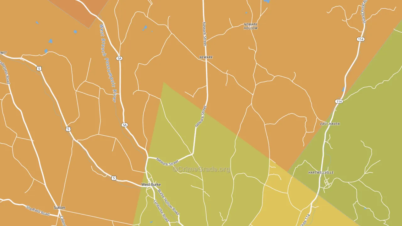West Burke, VT Map of Drug-Related Crime Rates