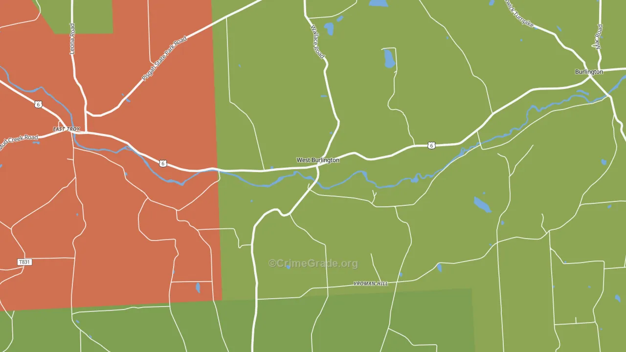 West Burlington, PA Map of Drug-Related Crime Rates