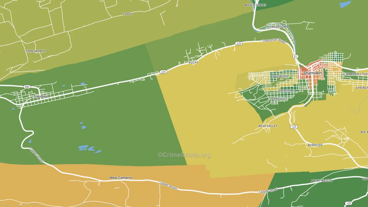 West Cameron, PA Map of Drug-Related Crime Rates