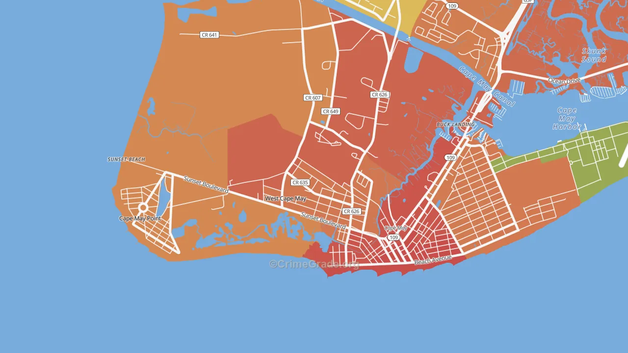 West Cape May, NJ Map of Drug-Related Crime Rates