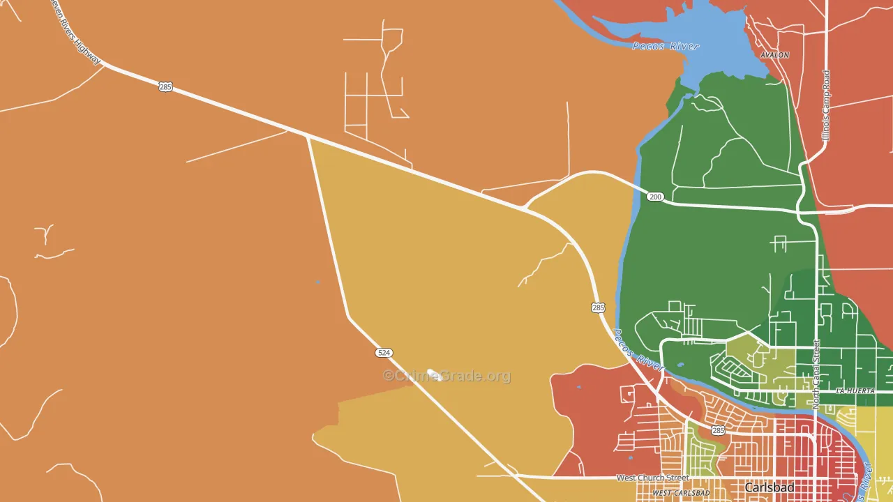 West Carlsbad, NM Map of Drug-Related Crime Rates