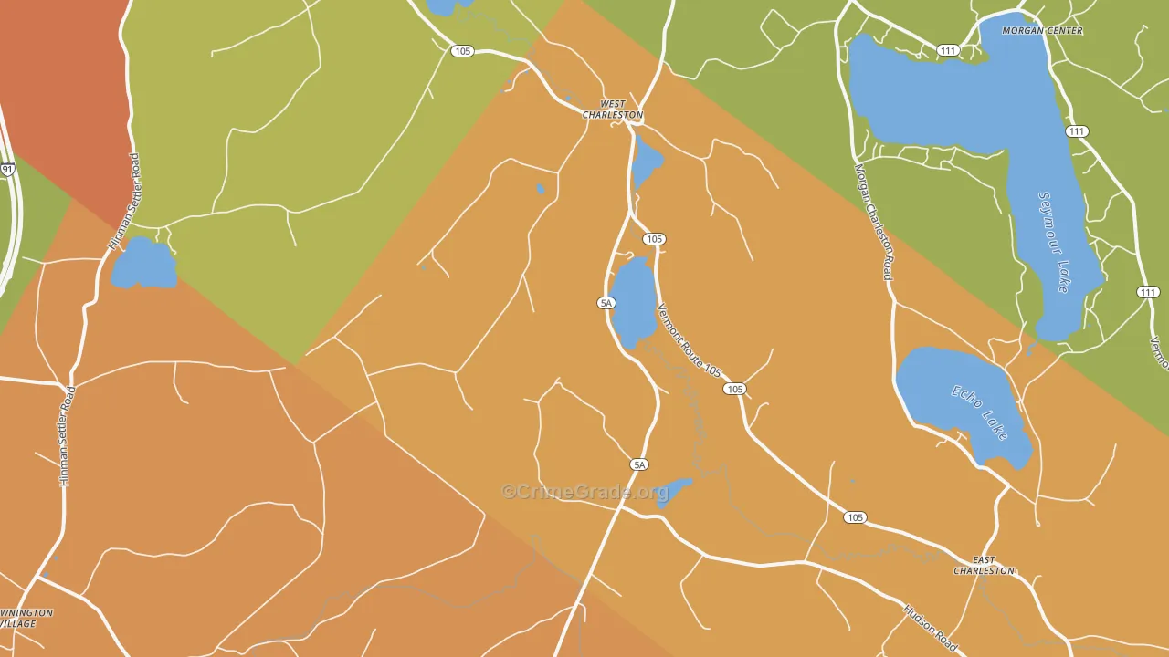 West Charleston, VT Map of Drug-Related Crime Rates