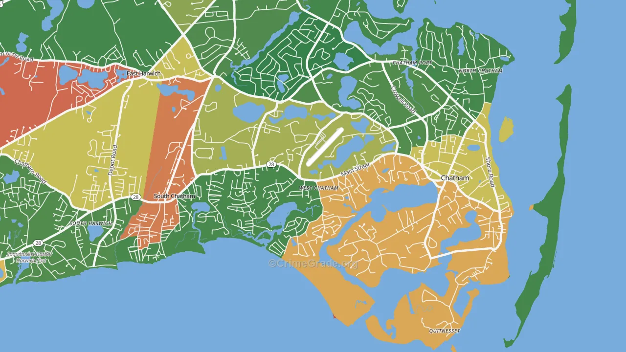 West Chatham, MA Map of Drug-Related Crime Rates