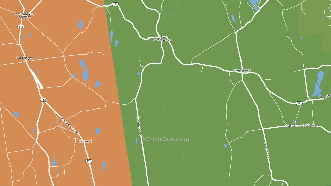 West Chesterfield, MA Map of Drug-Related Crime Rates