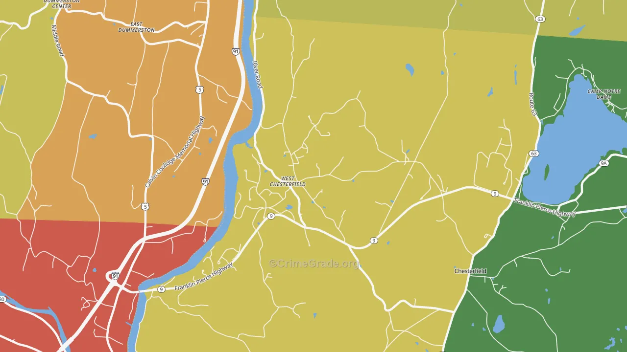 West Chesterfield, NH Map of Drug-Related Crime Rates