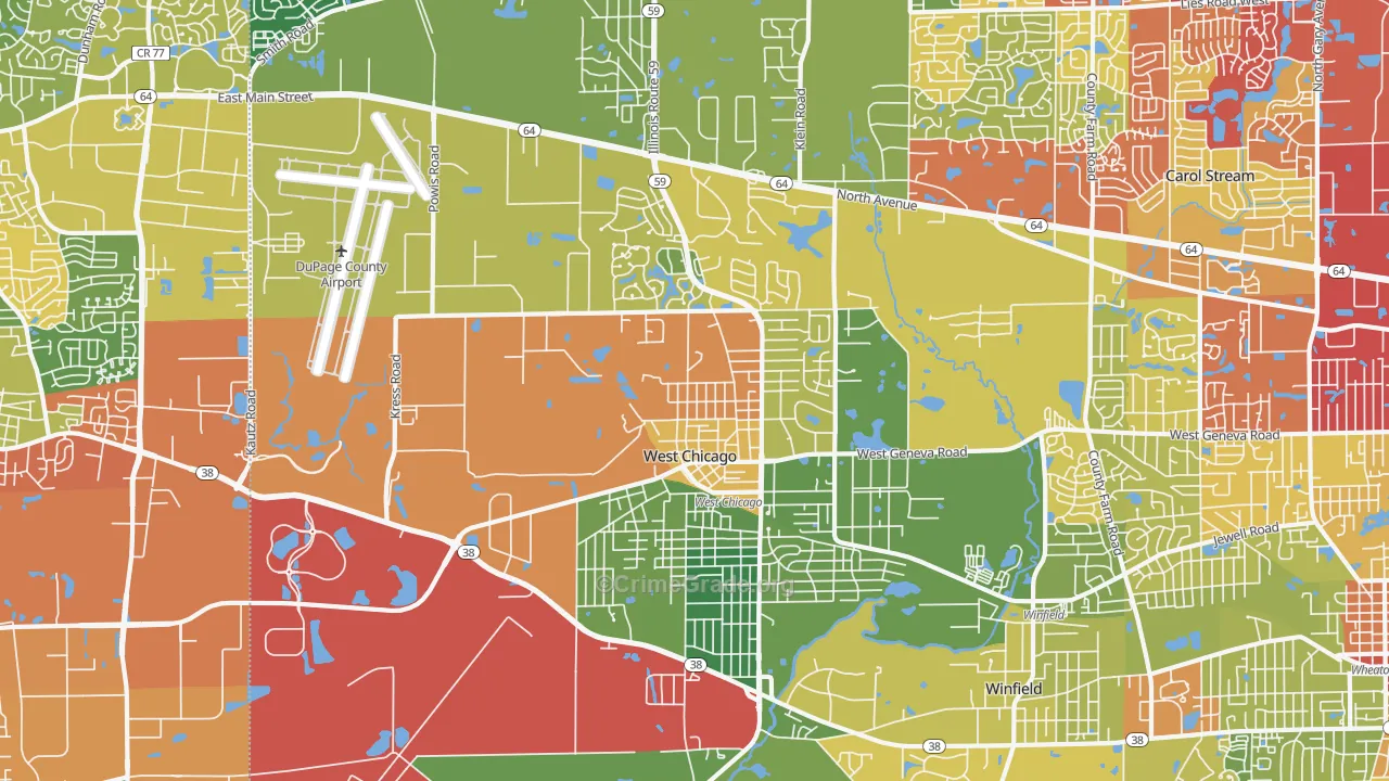 West Chicago, IL Map of Drug-Related Crime Rates
