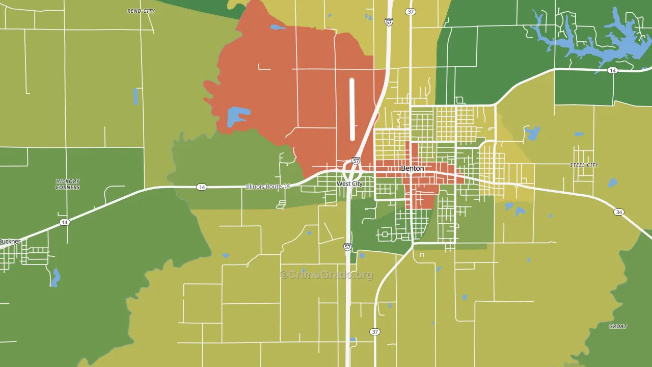 West City, IL Map of Drug-Related Crime Rates